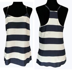 J Crew Factory Wide Navy Blue White Stripe T Back Camisole Tank Top SZ 6
